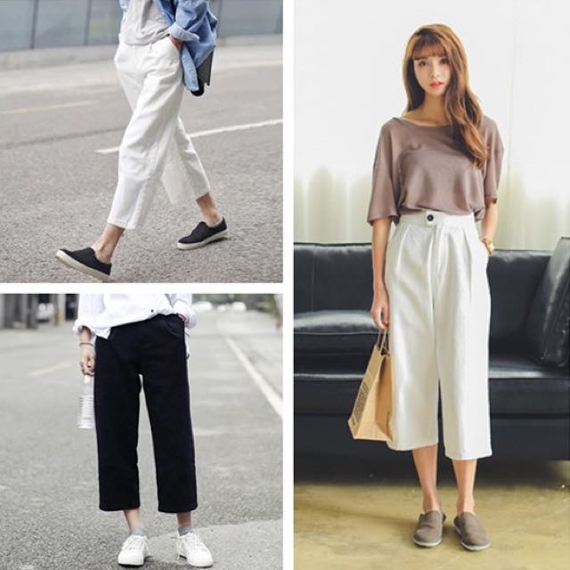 loose white pants outfit