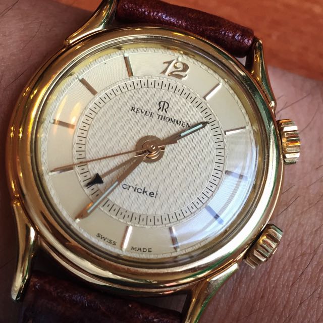 Revue Thommen Cricket 1997 Vintage Gold Plated Alarm