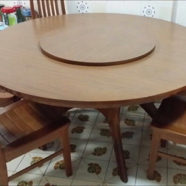 Round Dining Table With Rotary Centre, Rotary Round Table