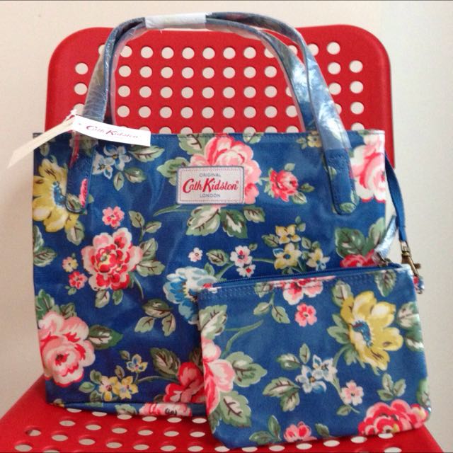 BN Authentic Cath Kidston Rainbow Rose Small Grab Handle Tote blue Luxury on Carousell