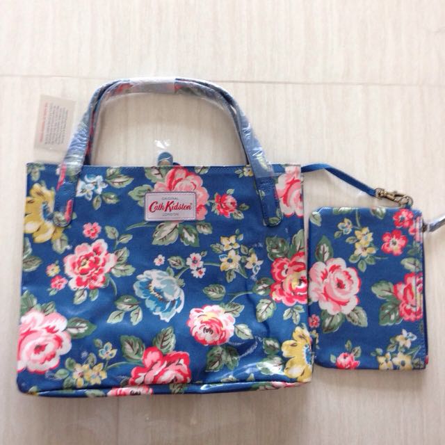 BN Authentic Cath Kidston Rainbow Rose Small Grab Handle Tote blue Luxury on Carousell