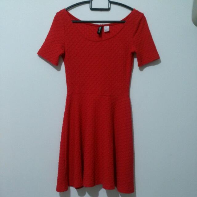 h&m divided red dress