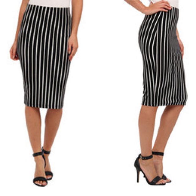 Black and white vertical striped pencil skirt new arrivals