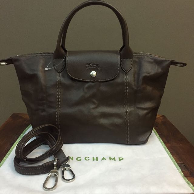 Authentic New Longchamp Le Pliage Cuir Small In Mocha Color