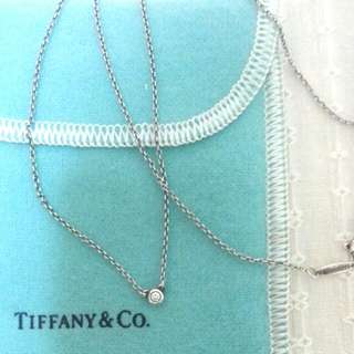 二手真品TIFFANY經典款單鑽項鍊 白 鑽石3分