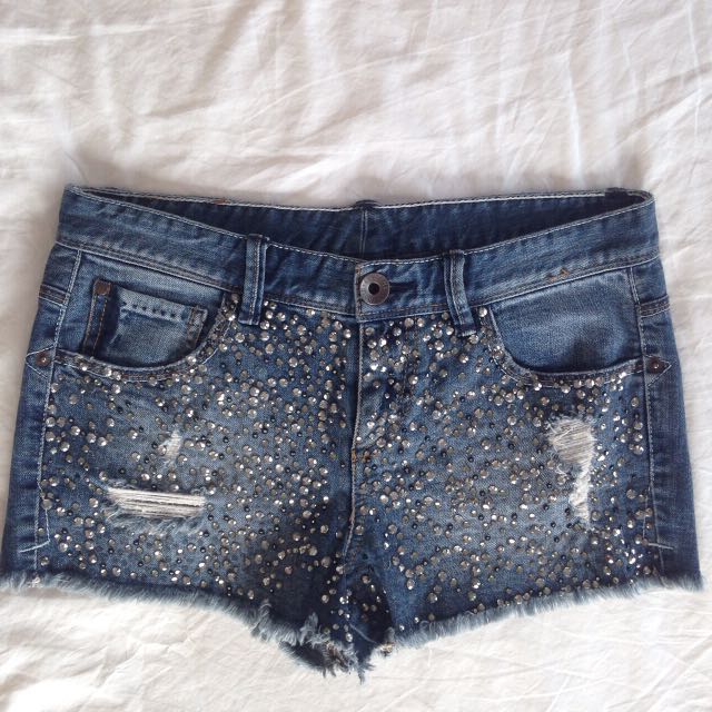Glitter jean shorts clearance