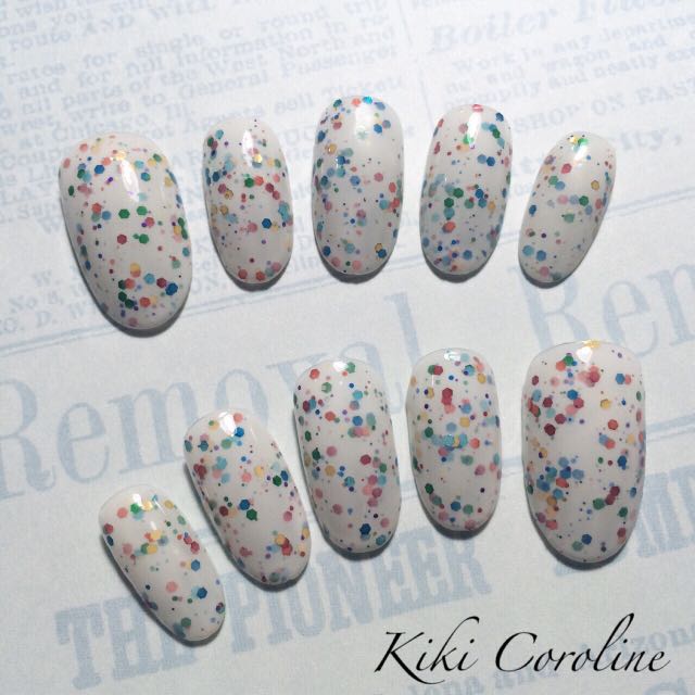 Rainbow Glitter Nails Fake Nails Kesehatan Kecantikan Di Carousell