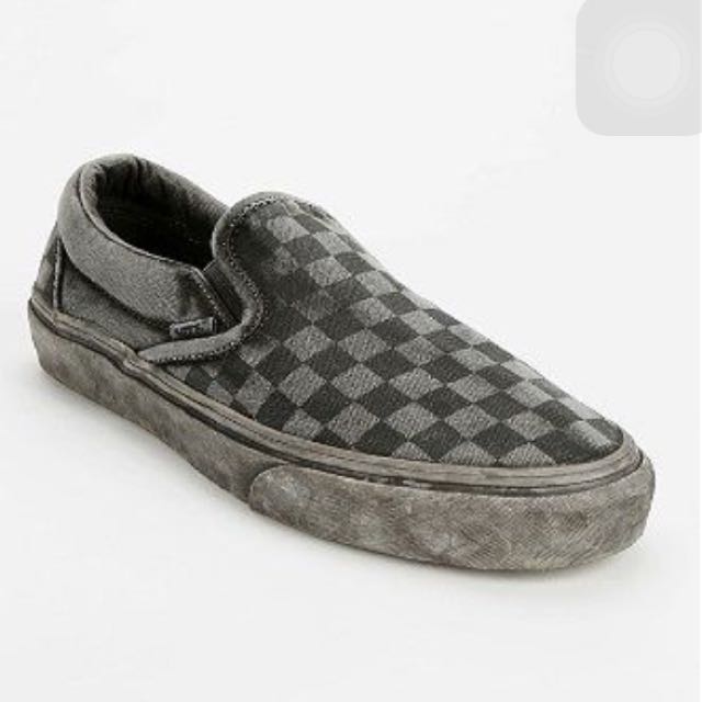 pending) Vans Overwashed Checkerboard Black / Grey Slip Ons, Men's Fashion  on Carousell