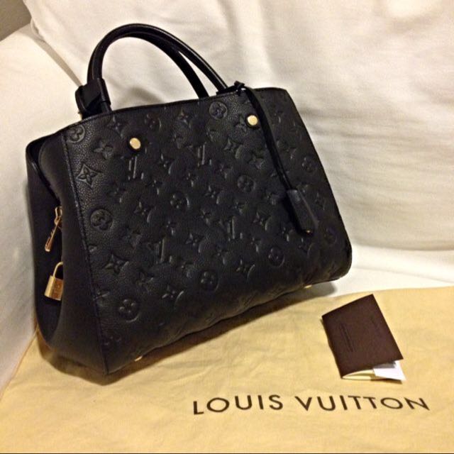 (REDUCED) 100% Authentic Louis Vuitton LV Montaigne BB In Medium Black, Luxury on Carousell
