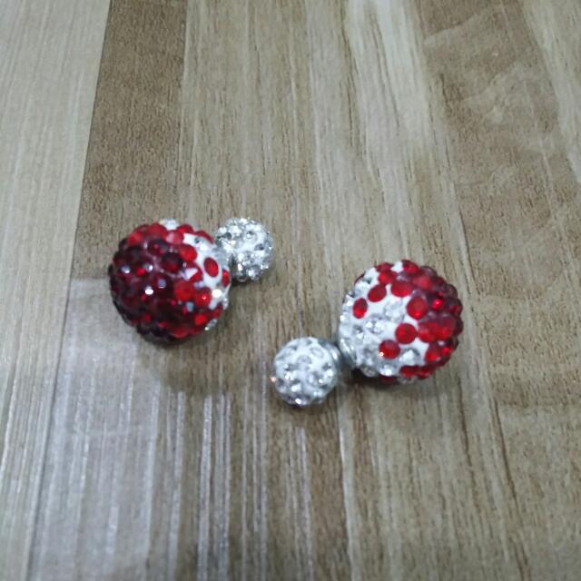 Red crystal stud earrings sale