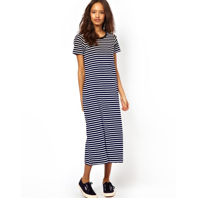 striped jersey maxi dress