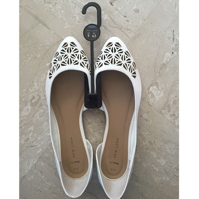 silver flat shoes new look