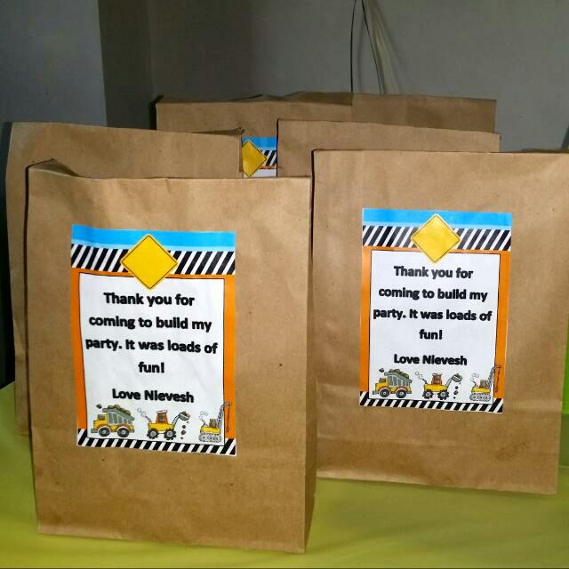 Construction goodie Bags Customised sticker, Babies & Kids, Going Out