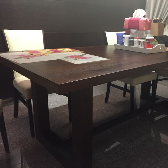 Dark Wood Dining Table 2m X 1m, Furniture & Home Living, Furniture