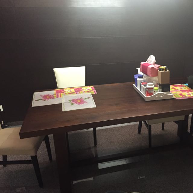 Dark Wood Dining Table 2m X 1m, Furniture & Home Living, Furniture