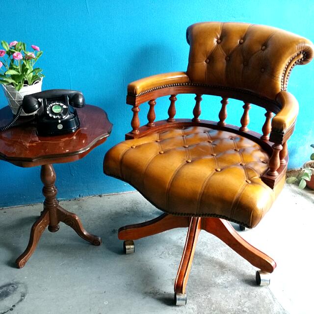 Leather chesterfield swivel chair best sale