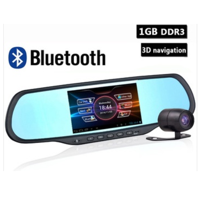 Android Car Rearview Mirror GPS DVR Bluetooth 5 inch Touchscreen WiFi FM FHD 1080P Dash Reverse