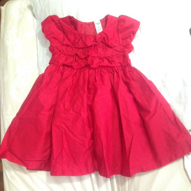 Oshkosh Red Fluffy Dress, Babies & Kids, Babies & Kids Fashion on Carousell