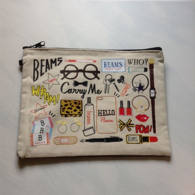 Beams What S In My Bag Whimsical Sketch Design Lady Clutch Pouch
