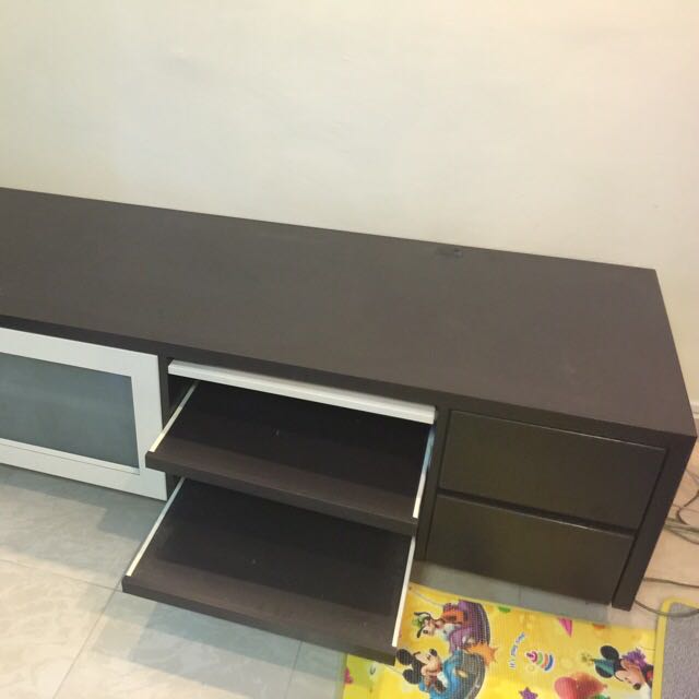 Custom Made TV Console Table C/w Drawers Walnut Color, Furniture & Home