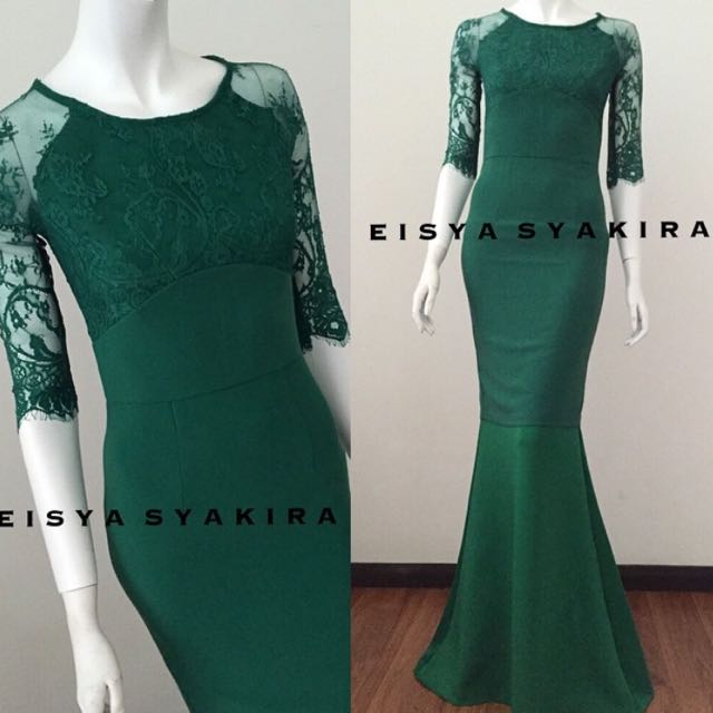  Emerald  Green  Lace Baju  Kurung  Fesyen Muslimah di Carousell
