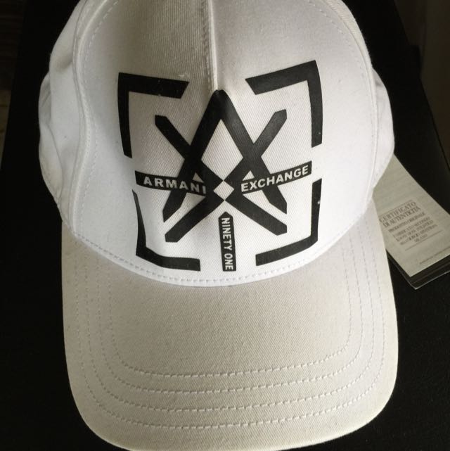 armani exchange white cap