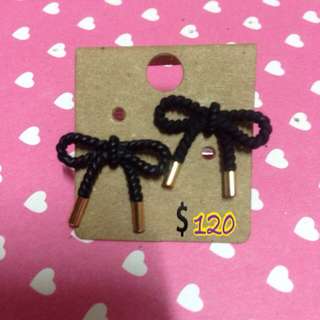 全新🎀麻繩造型蝴蝶結耳環