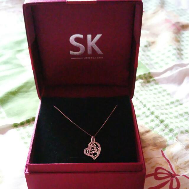 SK Jewellery Double Heart Shape Pendant With Necklace