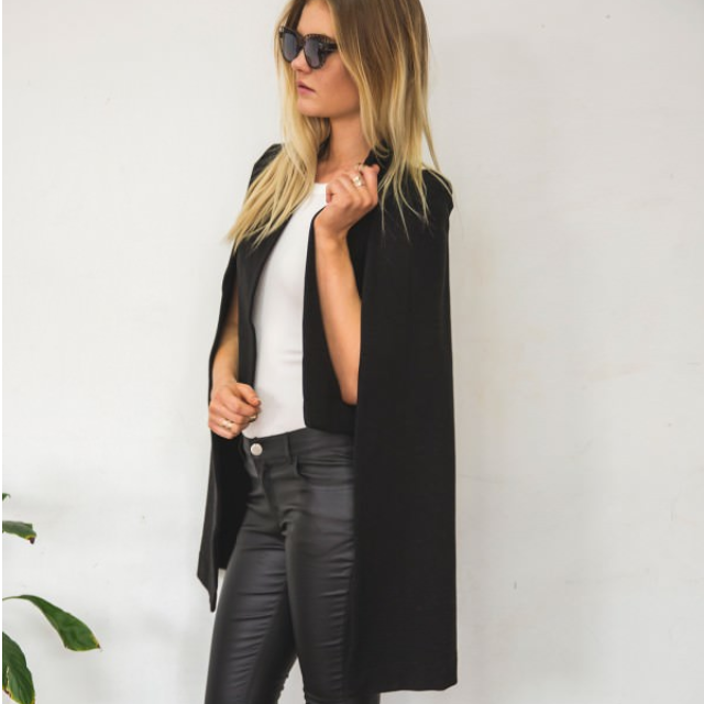 Brand New White Fox Boutique Black Cape Blazer UK Size 8 AU Size