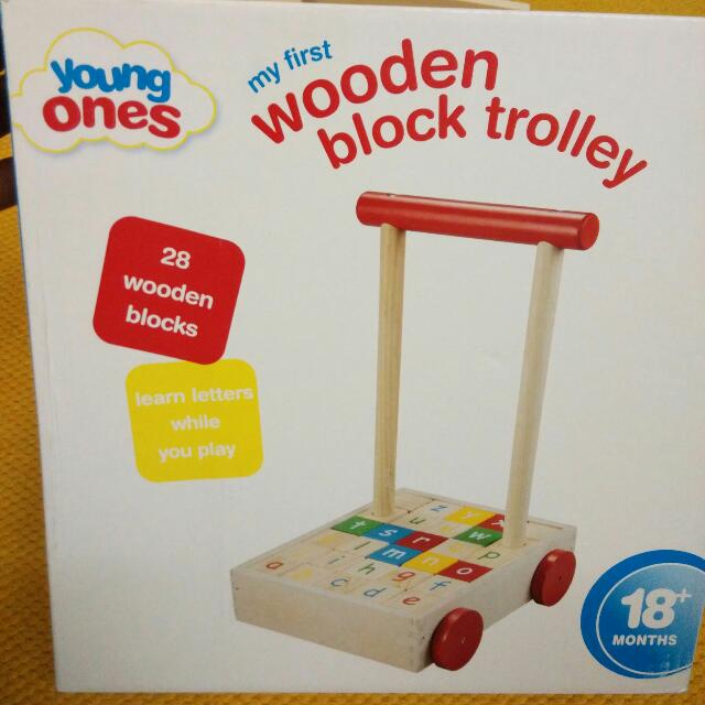 [BNWB] Wooden Block Trolley, Babies & Kids, Baby Nursery & Kids