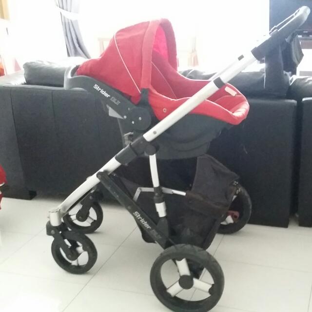 Steelcraft Strider Travel System Pram / Stroller Plus Car Seat In Red, Babies & Kids, Going Out