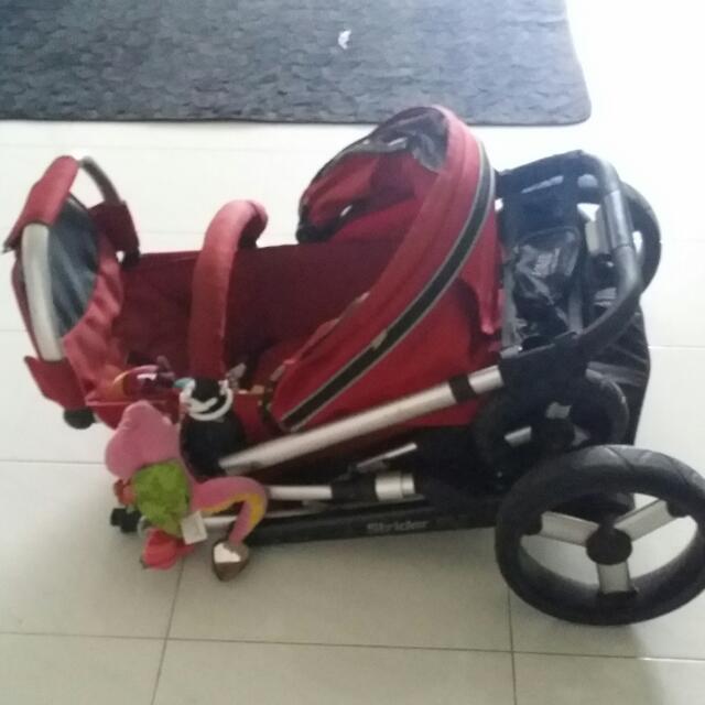 Steelcraft Strider Travel System Pram / Stroller Plus Car Seat In Red, Babies & Kids, Going Out