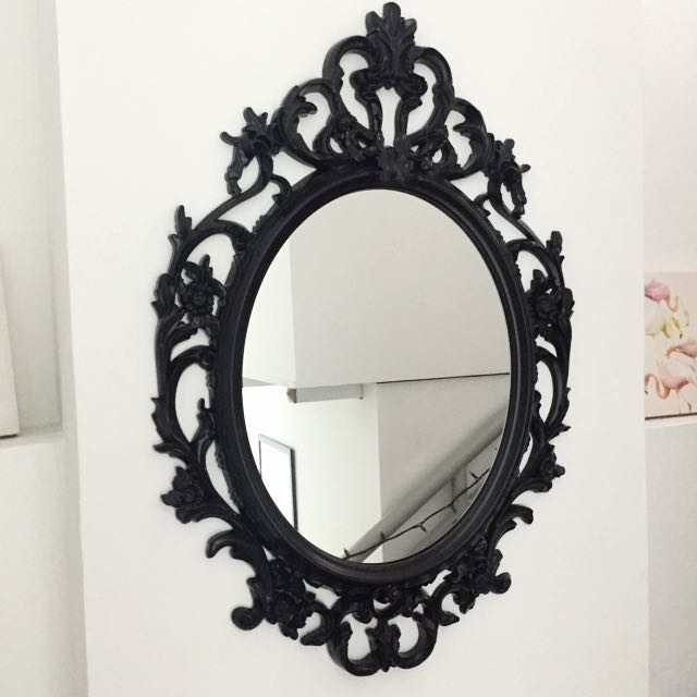 IKEA UNG DRILL Mirror In Black, Furniture & Home Living, Furniture