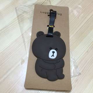 Line Bear Brown Luggage Tag