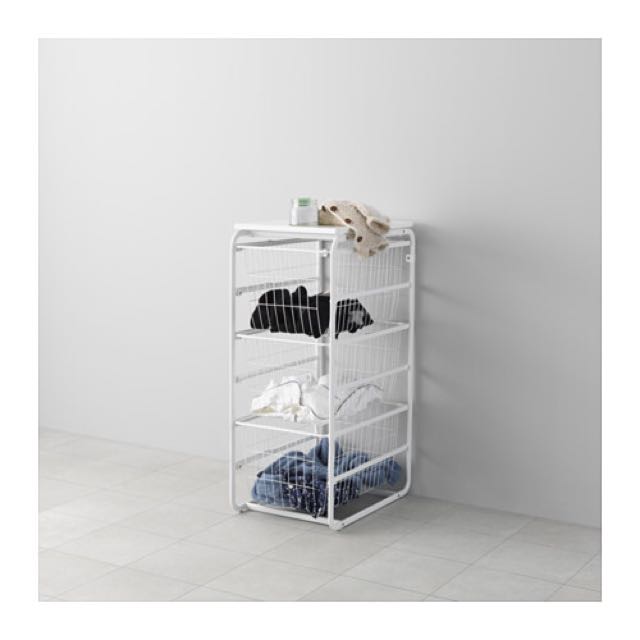 Ikea Algot 3 Basket Kitchen Shelf In White Furniture On Carou Photo