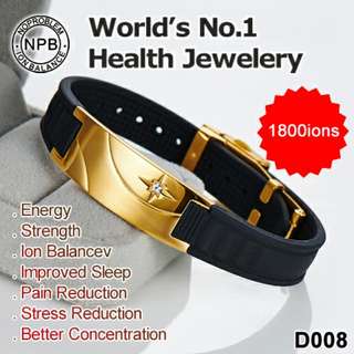 (Special Gold Edition) Anti-radiation Anti-fatigue Fashion Stylish Unisex Negative Ion Health Bracelet