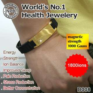 (Special Gold Edition) Anti-radiation Anti-fatigue Fashion Stylish Unisex Negative Ion Health Bracelet