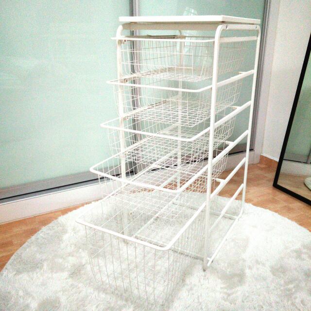 Ikea Algot Frame Rod Wire Storage Basket Drawer Shelf White