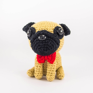 Pug with Red Bowtie Amigurumi