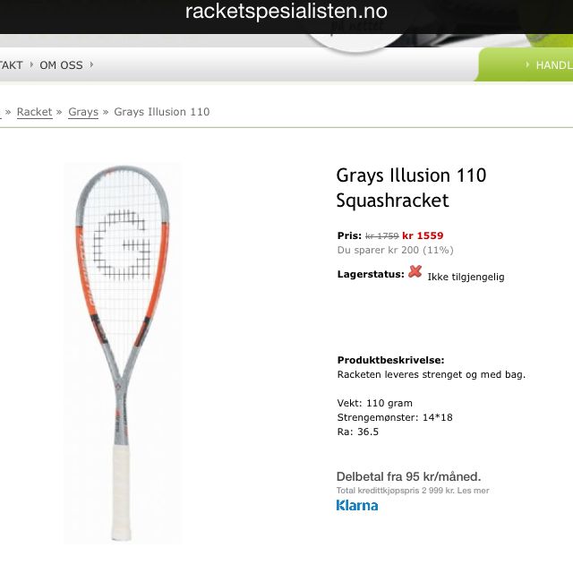 Grays Illusion 110 Squash Racquet (racket), Sports Equipment, Sports ...