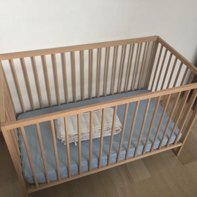 Ikea Cot And Mattress With Bumper, Babies & Kids, Baby Nursery & Kids