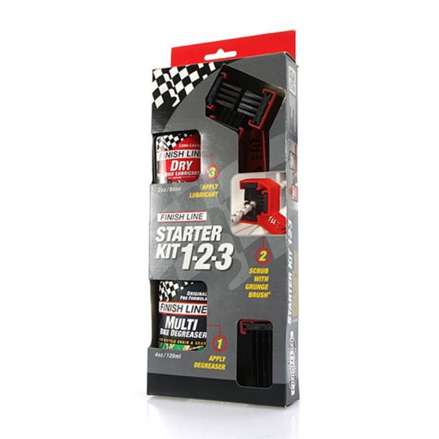 Finish Line Starter Kit 123 Chain Cleaner Set Dry Lube, Sports