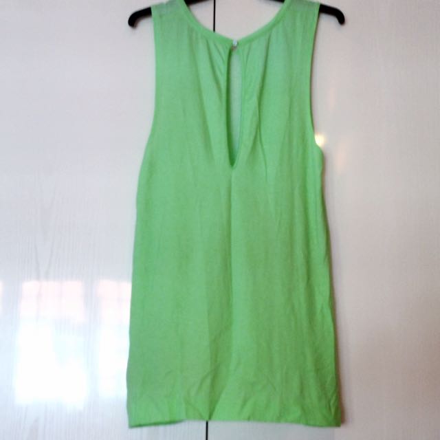 Zara Lime Green Dress, Women's Fashion, Tops, Sleeveless on Carousell