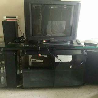 TV/AV stainless steel & glass top rack