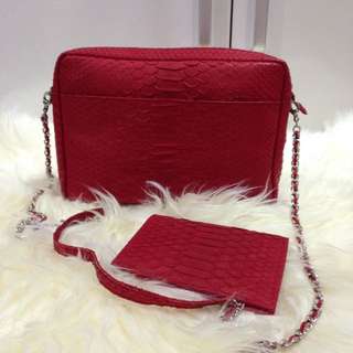 SOLD - Python Sling Bag Red