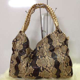 Brown Motif Python Large Hobo Bag