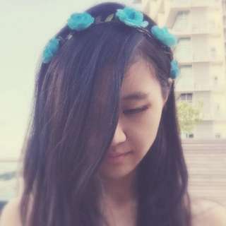 Turquoise Blue Flower Crown