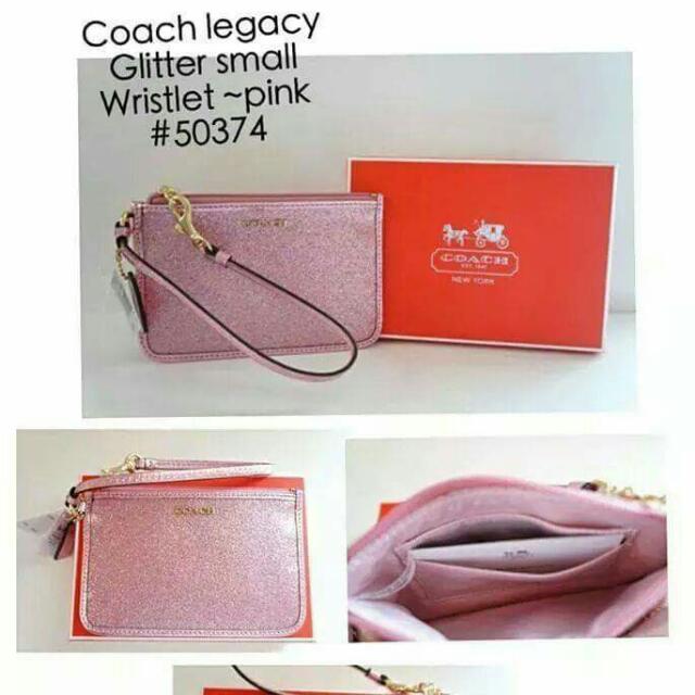 COACH Waverly Signature Small Wristlet in Pink