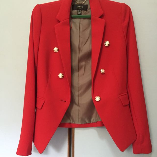 Mango Suit Blazer Jacket red
