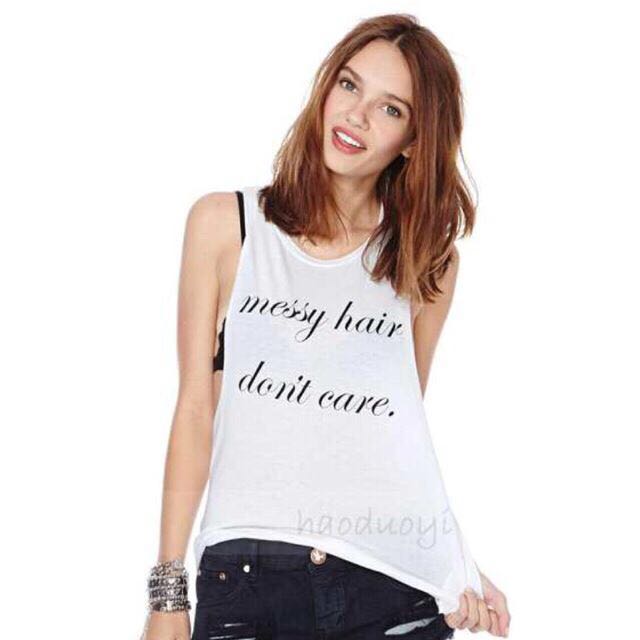 Messy Hair Don T Care Tumblr Tank Top Women S Fashion On Carousell